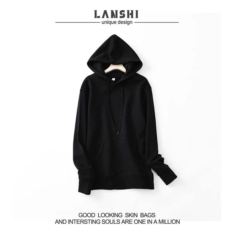 ljj春秋男女同款简约百搭休闲连帽加绒卫衣W0219