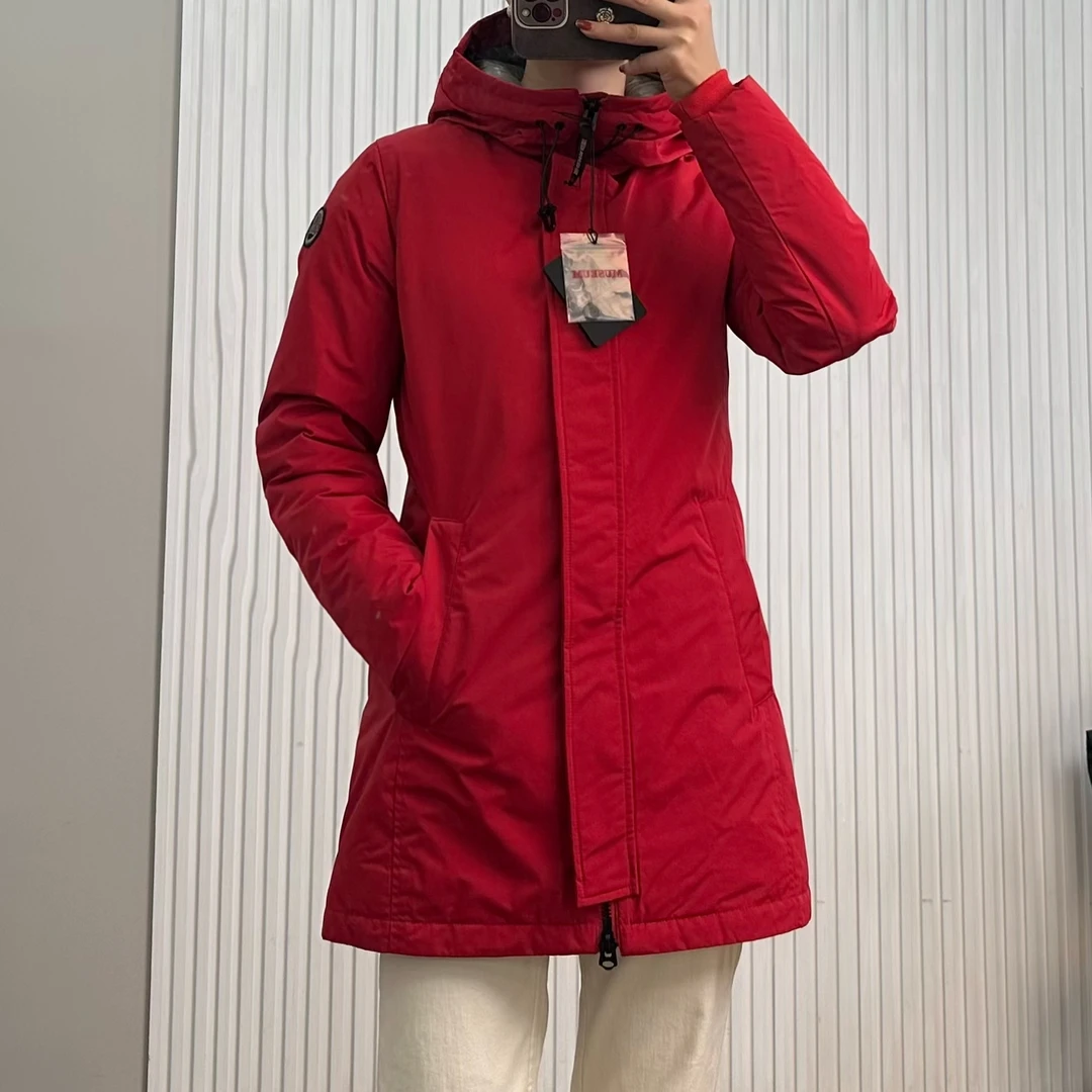 户外设计感防风防水轻盈保暖连帽中长款工装棉衣棉服