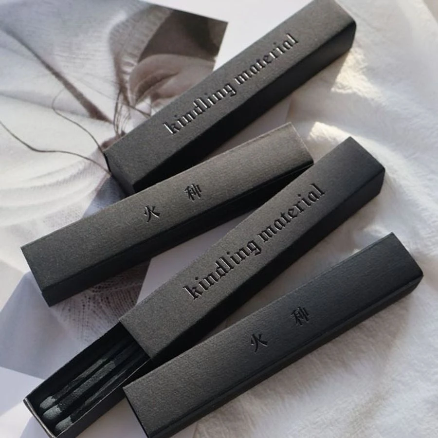 黑卡纸材质全黑色加长火柴点香薰蜡烛高端印刷logo火柴定制精品