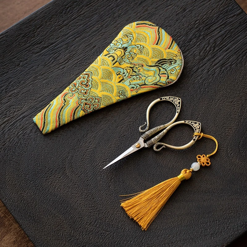 茶剪刀茶叶专用剪刀高端复古茶道喝茶岩茶叶袋茶艺小剪刀茶具配件