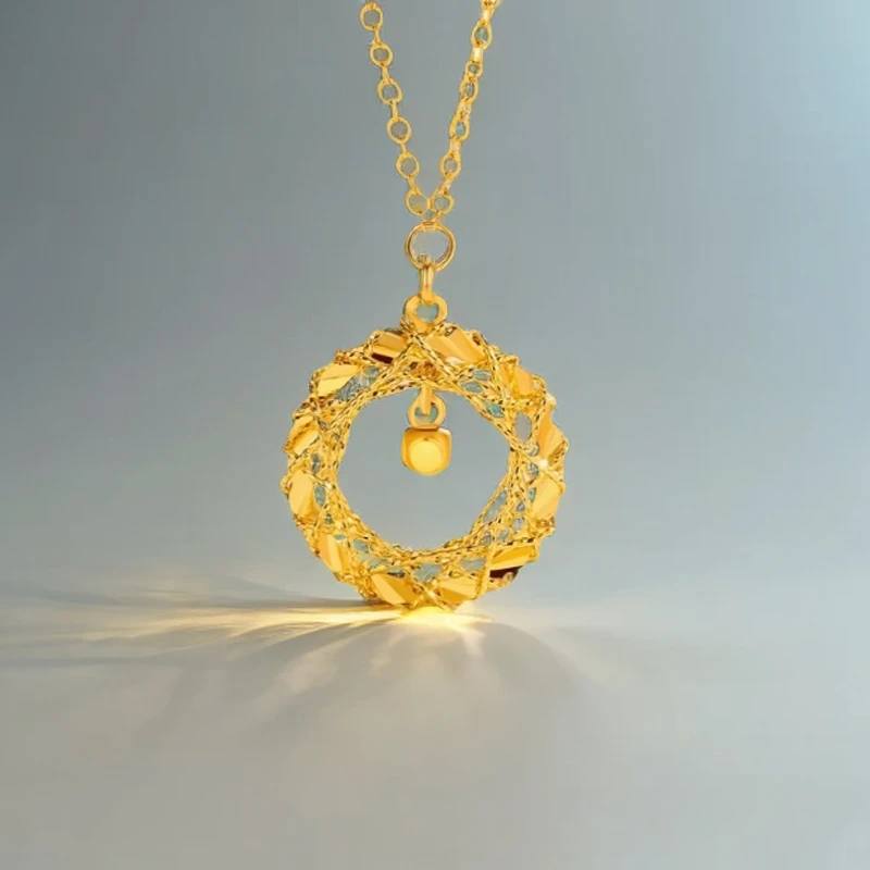 织梦网黄金项链新足金999莫比乌斯吊坠