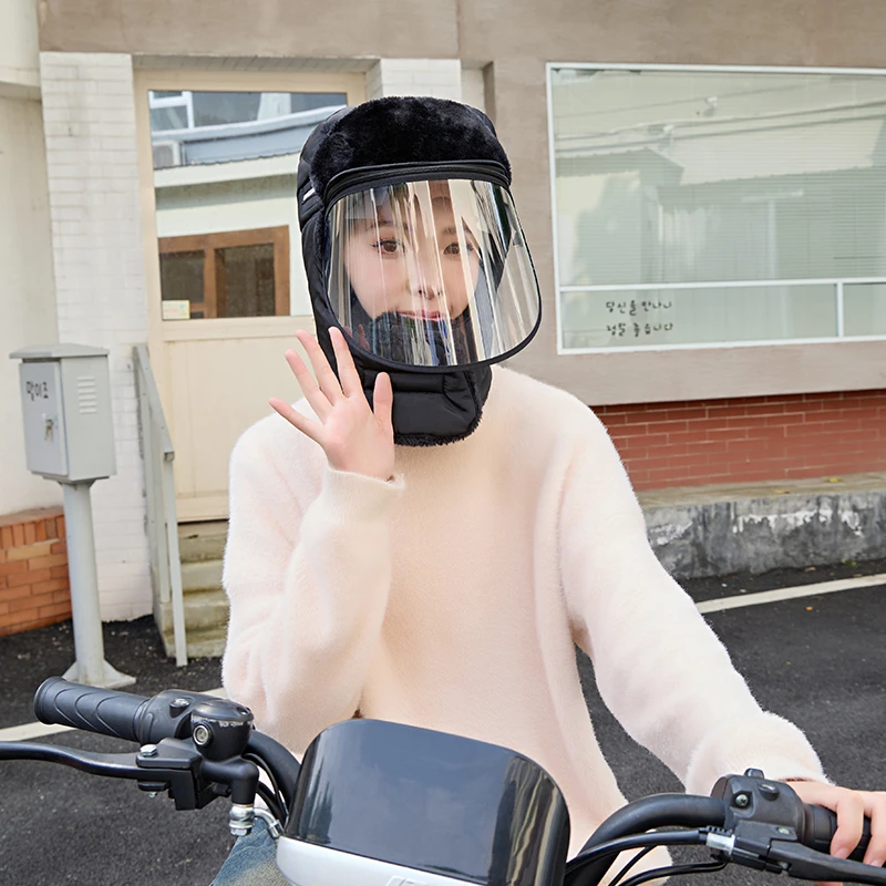 雷锋帽秋冬女骑电动车防风保暖帽户外防水防寒男护耳帽带面罩防雾