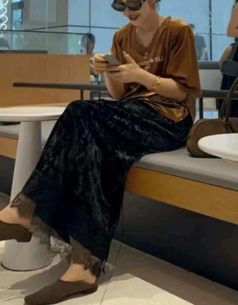 裙长94   090【波光粼粼】丝绒半裙