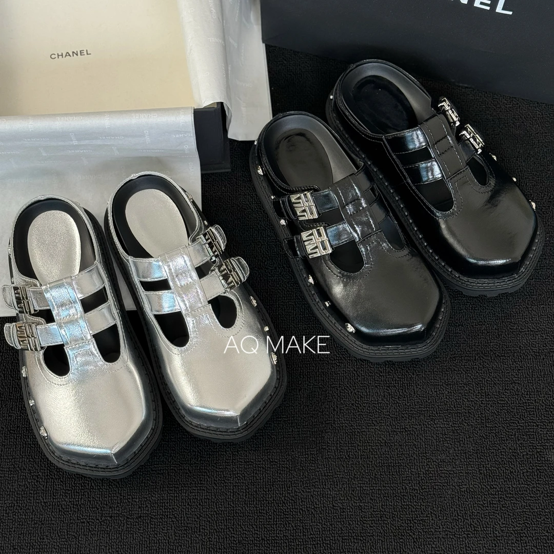 「阿球家」新款买手玫瑰钉厚底勃肯凉鞋｜玛丽珍朋克风方头小众拖鞋