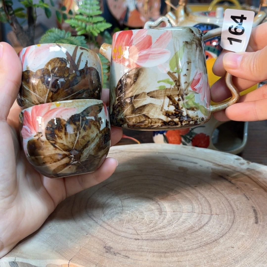 杯半*素浅陶瓷手工手绘
