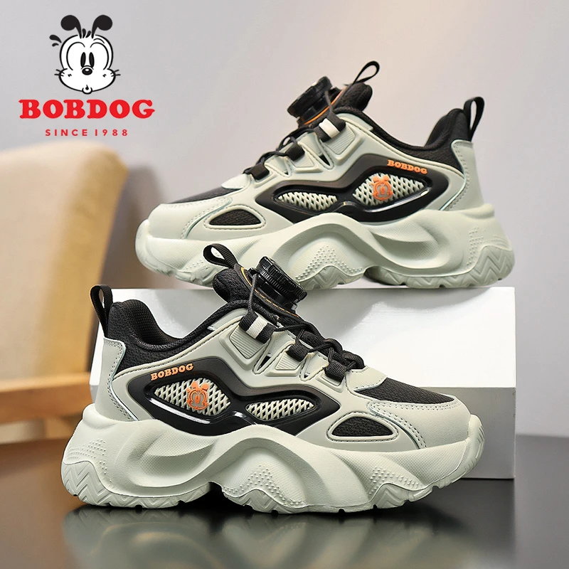 巴布豆童鞋皮面休闲男童潮鞋女童跑步鞋童鞋男童12-15岁运动鞋