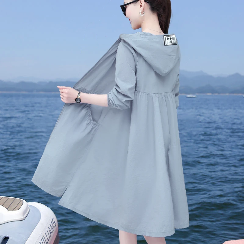 防晒衣女长款2025薄款夏季轻薄透气户外防紫外线宽松大码防晒衫潮