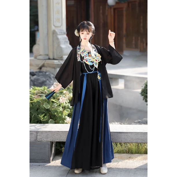 古月蝶原创汉服〖月夜蝶〗汉元素套装重工刺绣日常通勤新中式夏装