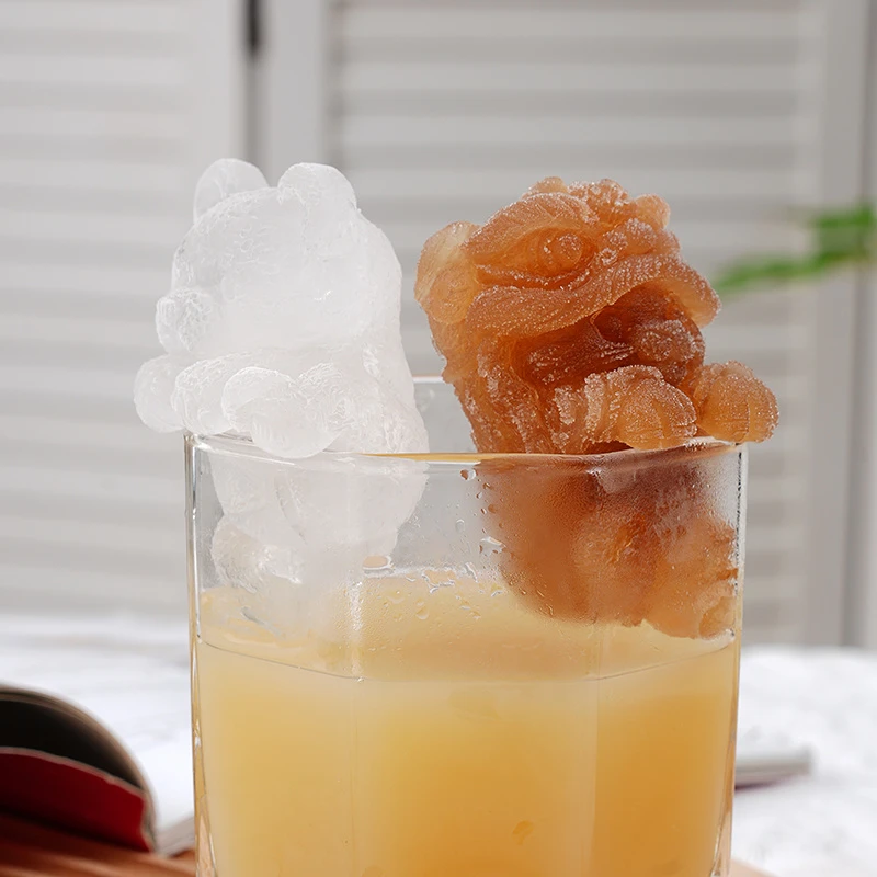 新款挂杯醒狮小熊冰格模具家用咖啡奶茶冰块创意硅胶制冰磨具家用