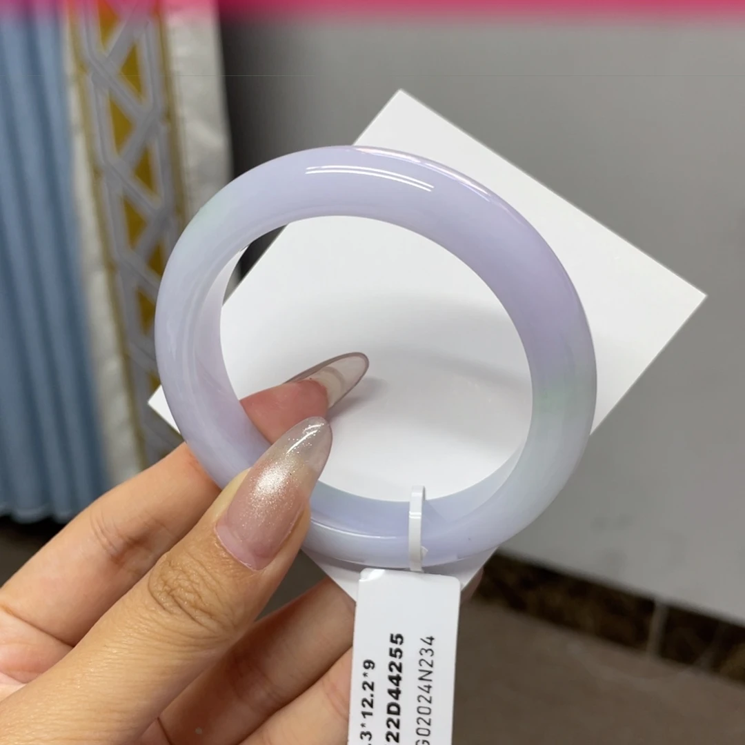 翡翠手镯未镶嵌56正圈细糯化紫色