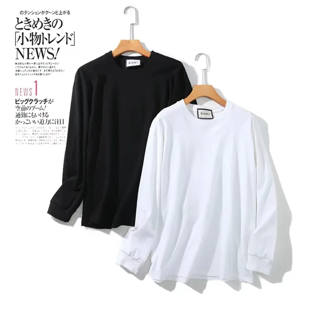 新款 长袖T恤打底衫内搭长袖百搭纯色通勤圆领-净版