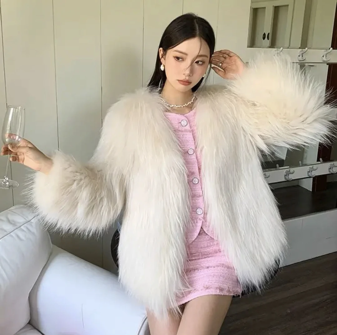 白貉子毛加密加厚双面编织50衣长皮草外套女款秋冬款爆款2025新款