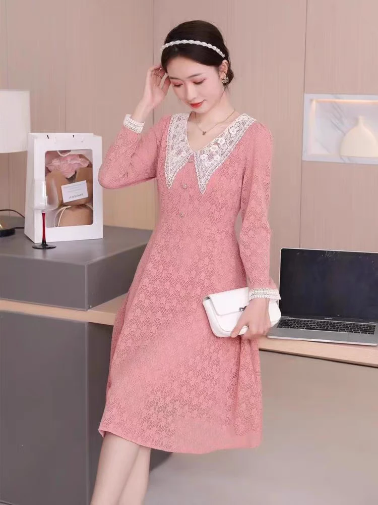 气质连衣裙2024春秋收腰显瘦减龄时尚中长款修身裙子单穿打底