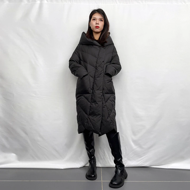 羽绒服女过膝长款欧洲站2024年冬季新款宽松高端连帽加厚女士外套