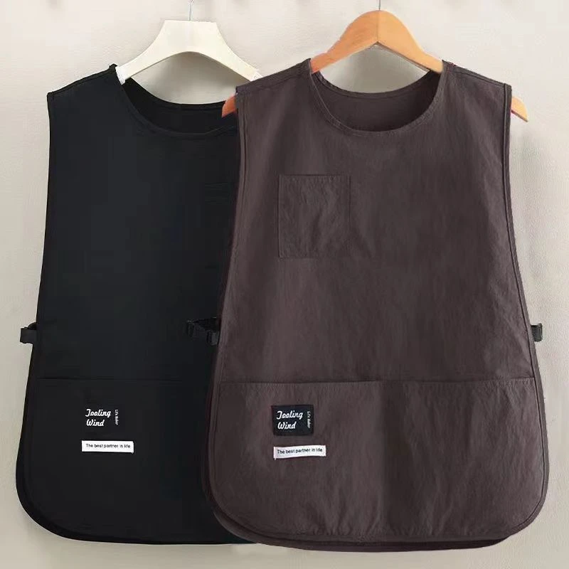 新款马甲围裙防泼水防油咖啡师家用厨房餐饮工作服时尚男女款坎肩