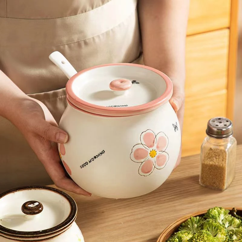 猪油罐带盖陶瓷大容量耐高温家用油泼辣子辣椒专用罐厨房调味罐