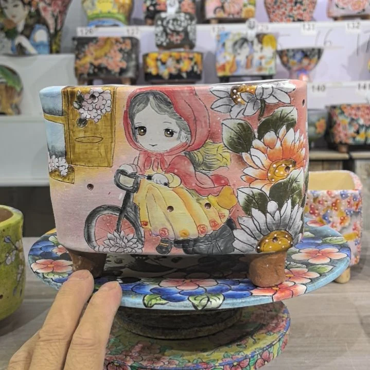 红泥花盆庆*景德镇陶瓷