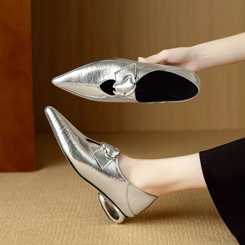 羊皮3厘米 2024年秋季新款气质百搭尖头细跟中跟深口鞋M6013