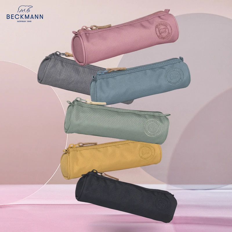 挪威beckmann贝克曼笔袋耐脏可纯色圆筒铅笔盒学生护脊书包配套