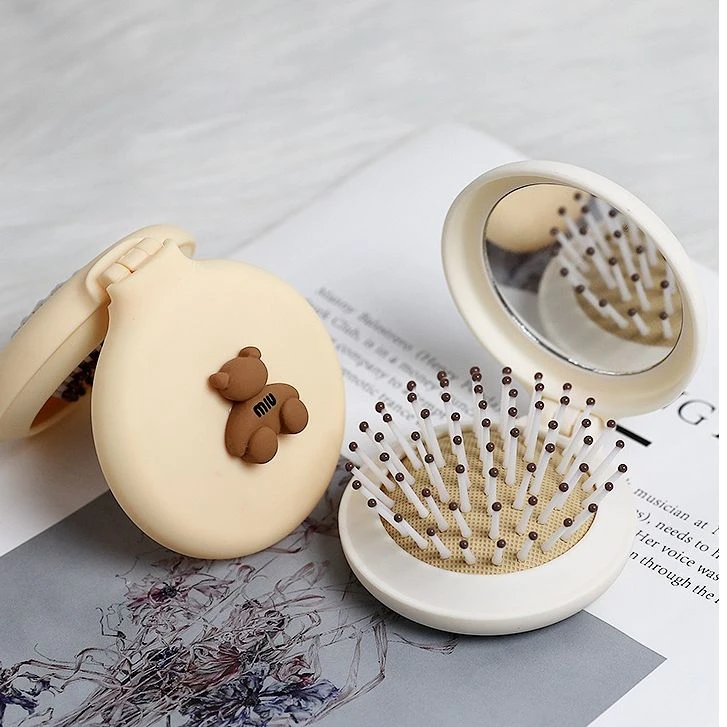 可爱小梳子随身便携迷你气垫梳儿童女孩折叠气囊梳按摩梳镜子一体