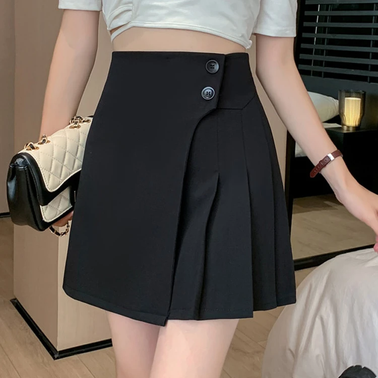 秋季大码春夏高腰黑色短裙显瘦半身裙百搭遮肉设计感防走光裙子