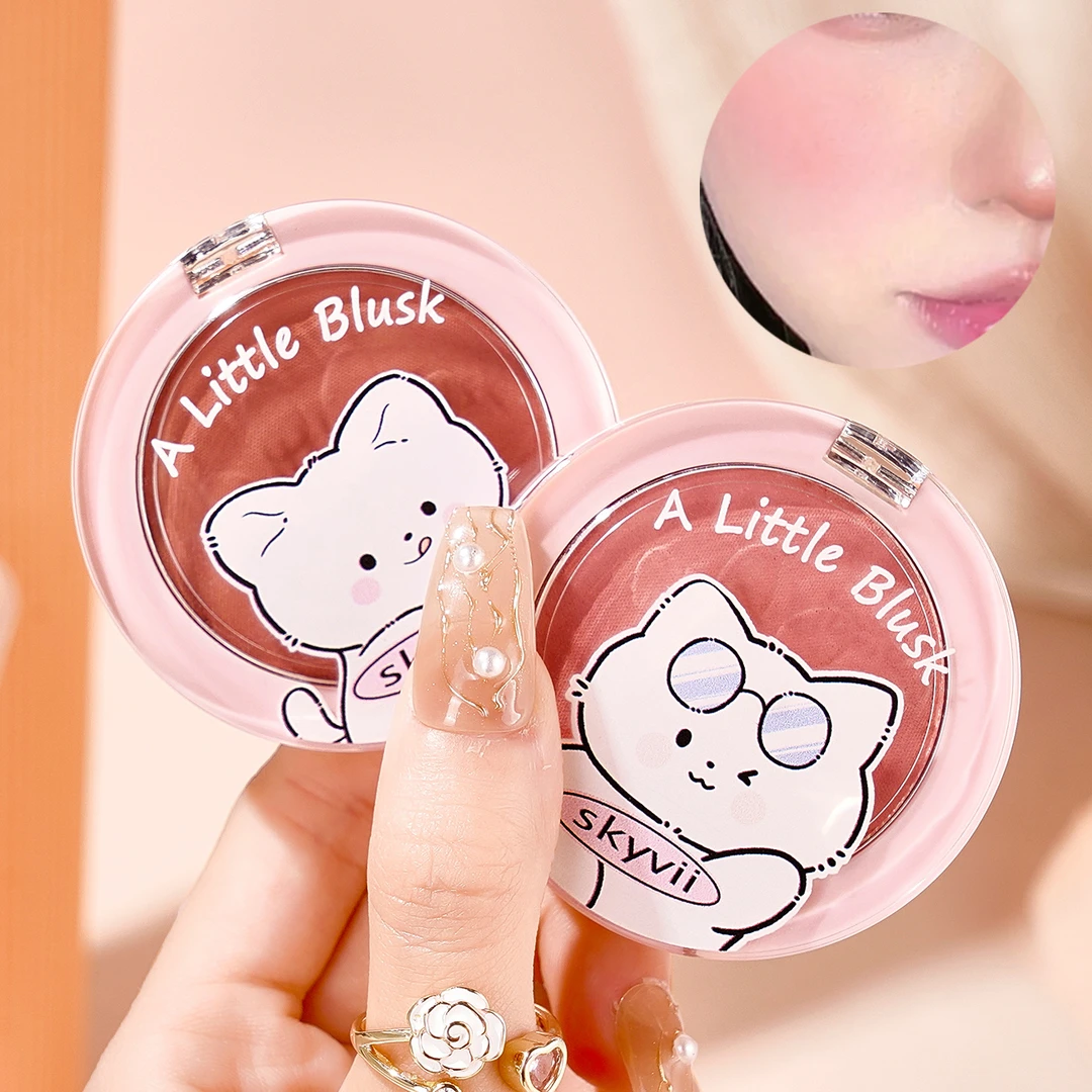 可爱小猫立体腮红膏哑光修容自然立体纯欲温柔妆学生女胭脂膏