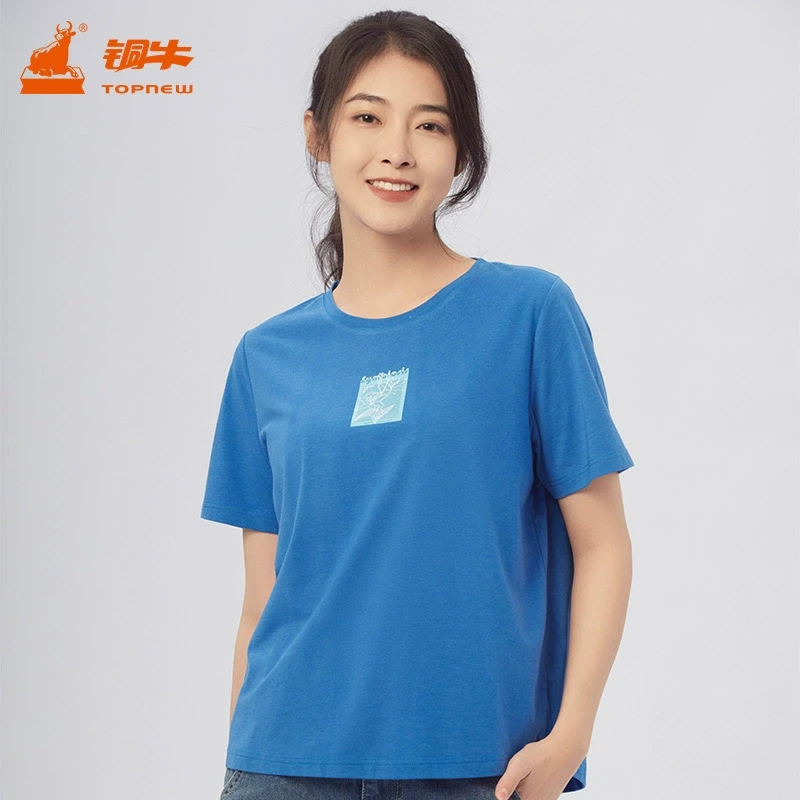 铜牛臻棉印花半袖休闲女衫 春夏 新款 爆款 洋气  高档 女休闲T恤