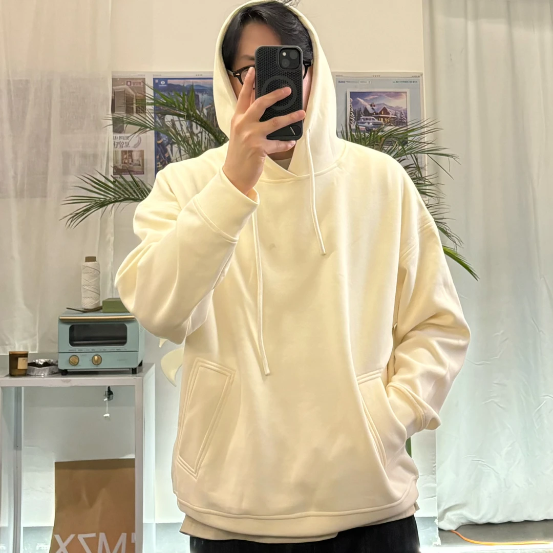 IMZX韩国欧巴服装公司 加绒宽松连帽卫衣中性风百搭简约9169AB
