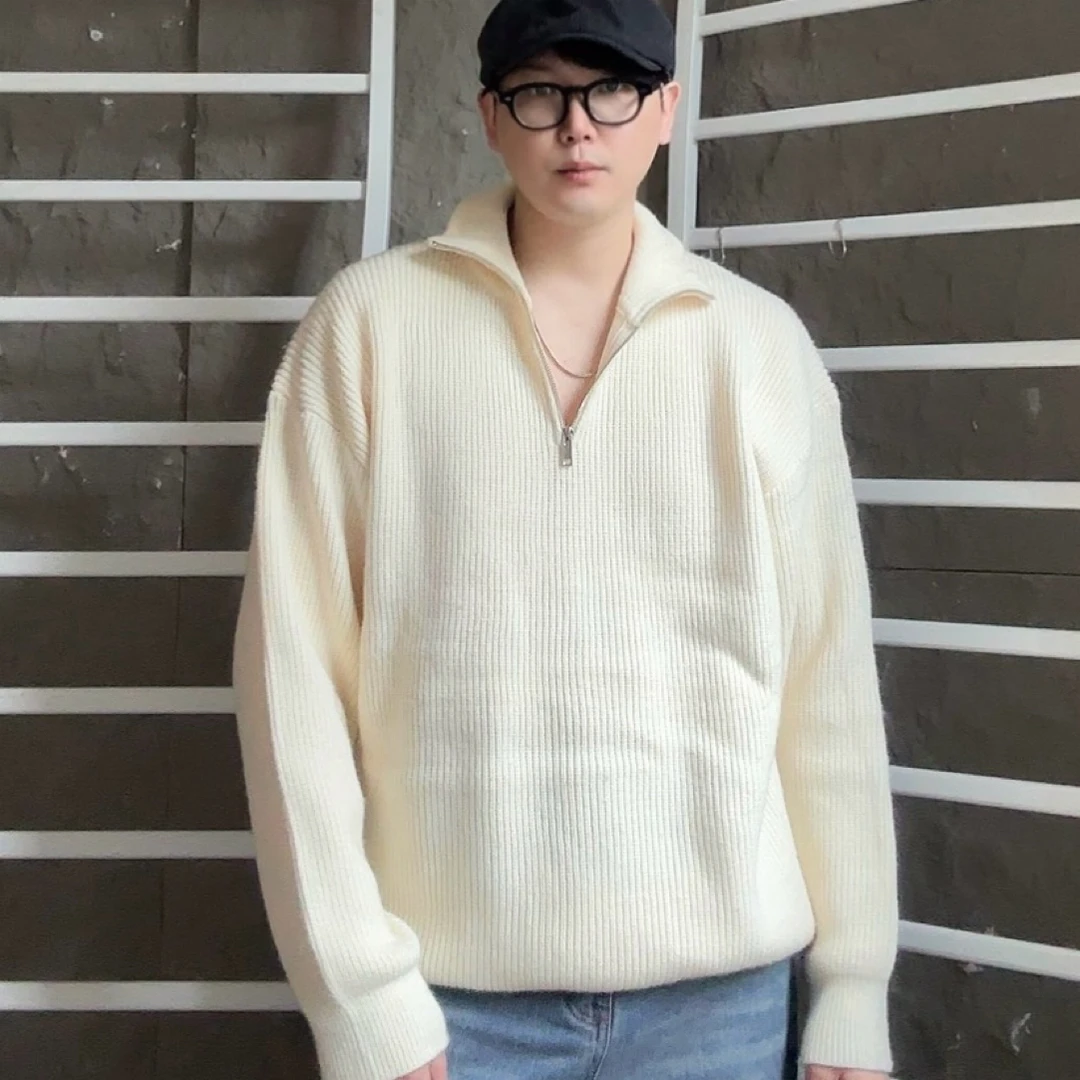 IMZX韩国欧巴服装 中性风 针织拉链毛衣 休闲百搭情侣宽松 M9310