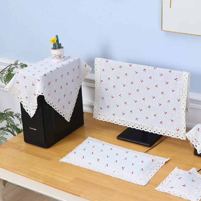 纯棉电脑罩防尘罩盖布台布主机液晶24寸27寸显示器键盘盖布电脑套