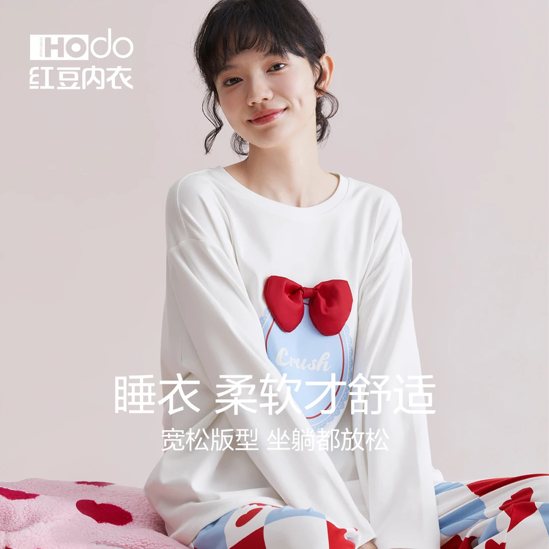 红豆【云朵般柔棉】纯棉长袖女套头运动休闲卫衣2023年新款春秋女士