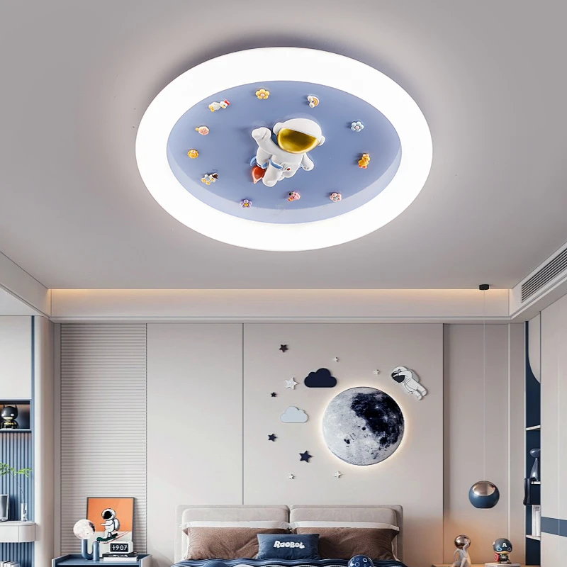 全光谱护眼led儿童房卡通飞机火箭吸顶灯智能声控男孩女孩kt猫灯