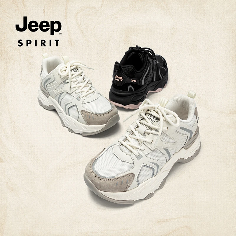 【二哥专属】JEEPSPIRIT运动女秋新款透气休闲女鞋厚底老爹鞋跑步鞋