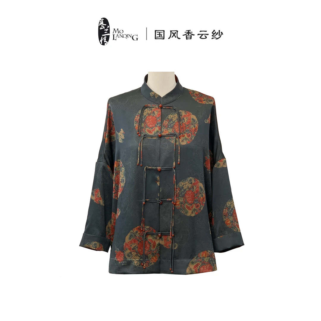 香云纱新中式国风复古立领宽松阔版时尚百搭开衫上衣女款3392