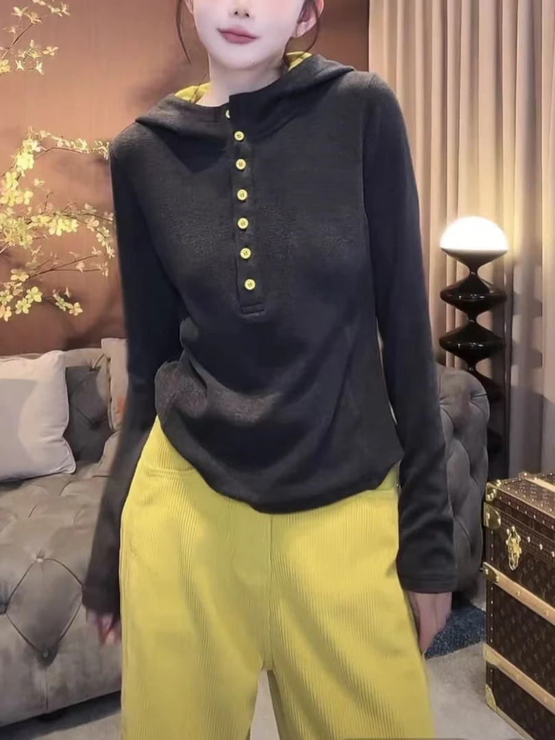 名媛家时尚精品欧货双面澳绒帽衫百搭长袖显瘦连帽休闲气质秋冬