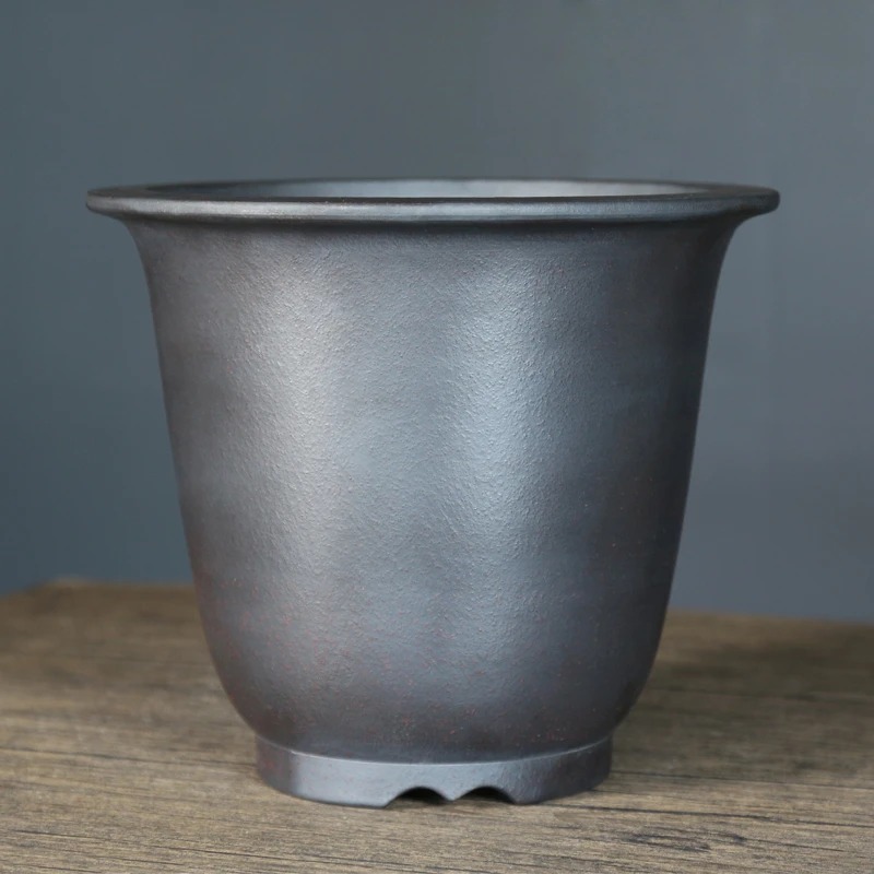 大口径紫砂花盆古铜泥素面金钟兰盆绿植种菜种树大号圆形陶瓷花盆