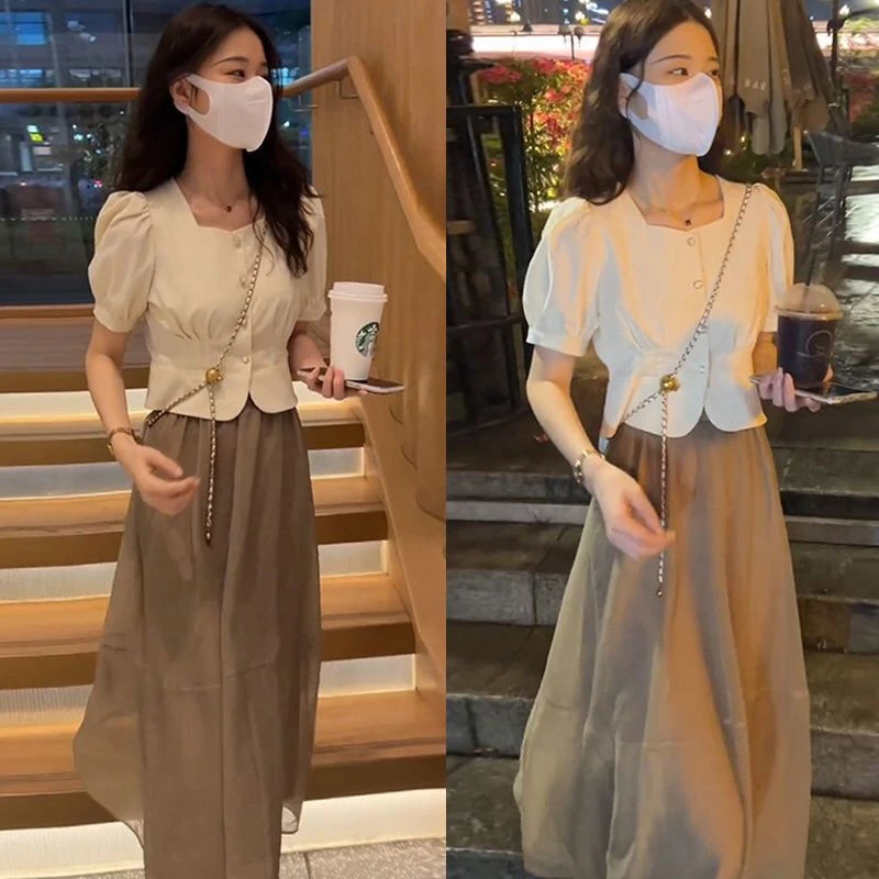 夏季套装女2024新款盐系穿搭高级感御姐轻熟风上衣半身裙两件套装