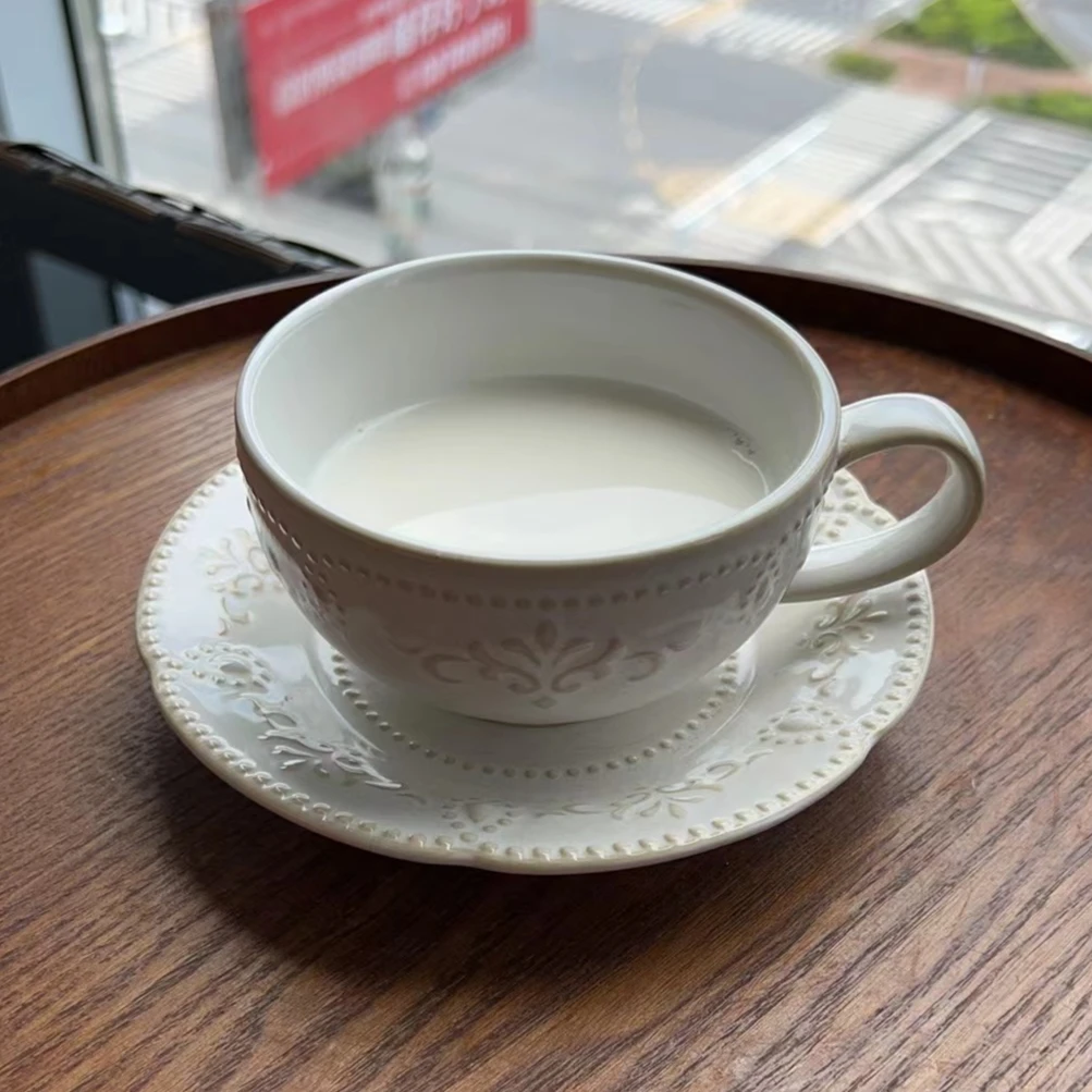 【花语】复古浮雕花边巴洛克法式咖啡杯碟 微瑕手工