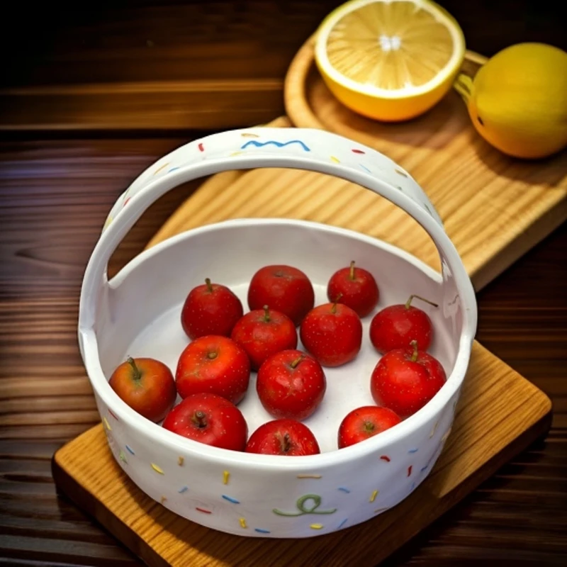水果盘果盘客厅家用茶几干果零食盘ins风陶瓷手提水果篮创意简