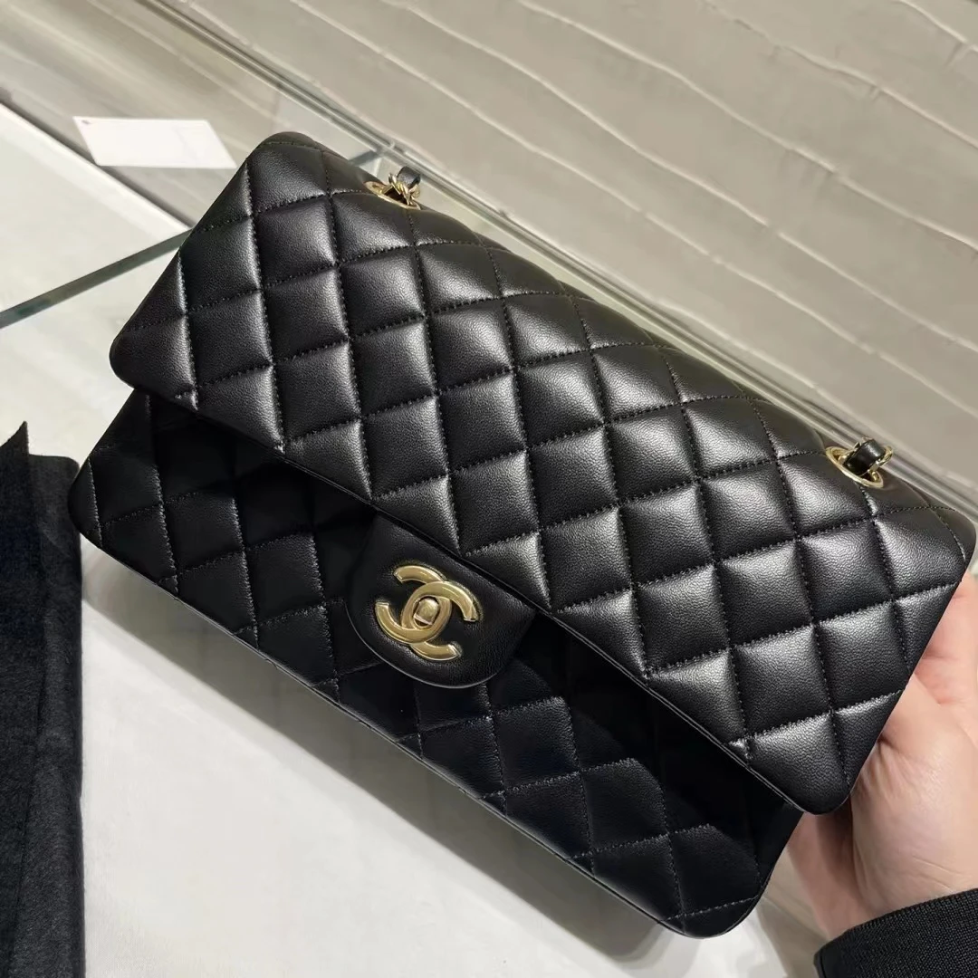 95新 Chanel/香奈儿 4020602/黑金光面cf-包包成色以准