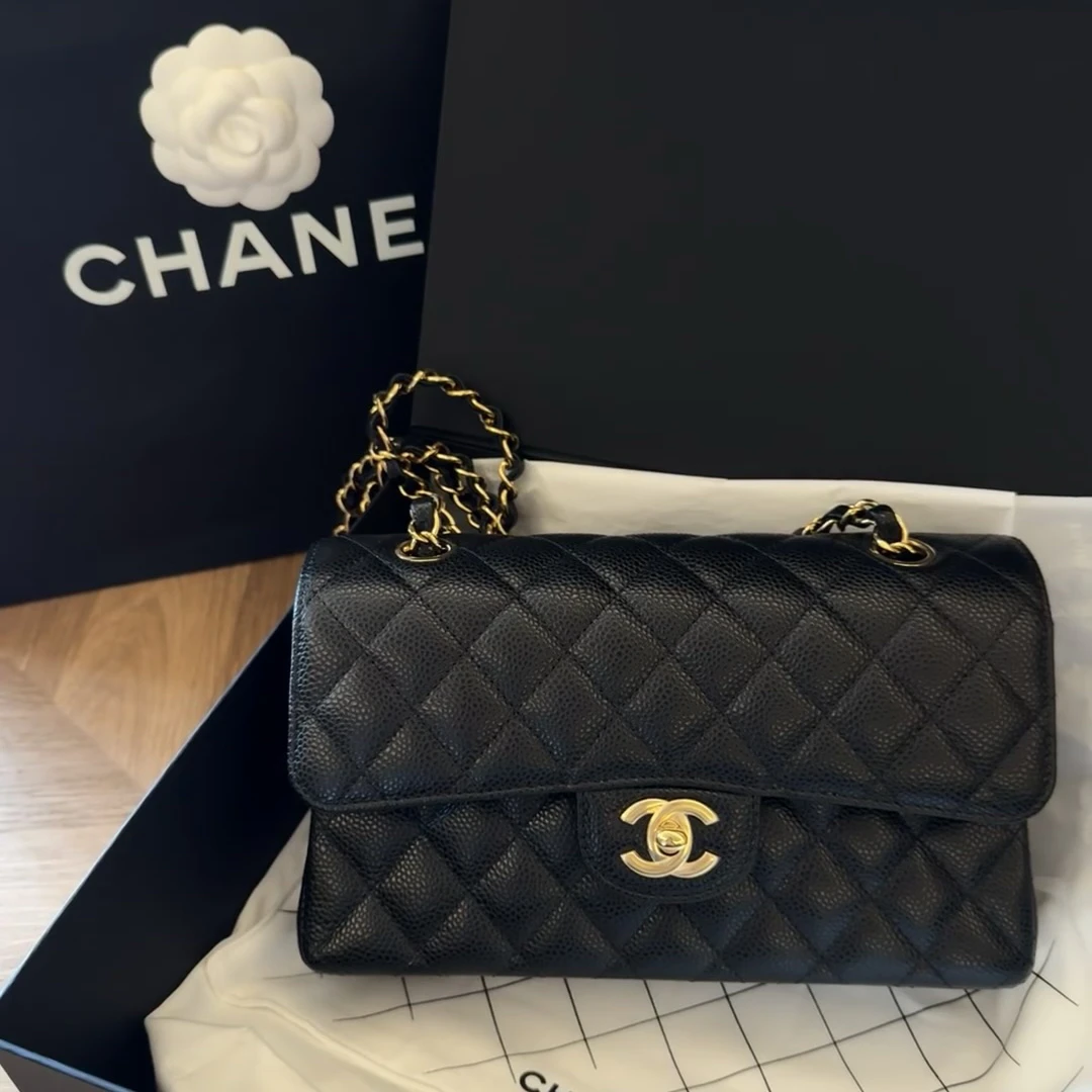 99新 Chanel/香奈儿 黑金荔枝小号cf