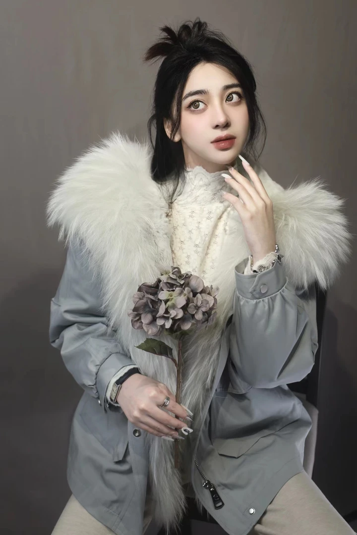 GR&CF/歌瑞丝芬532品牌貉子毛设计师外套过冬