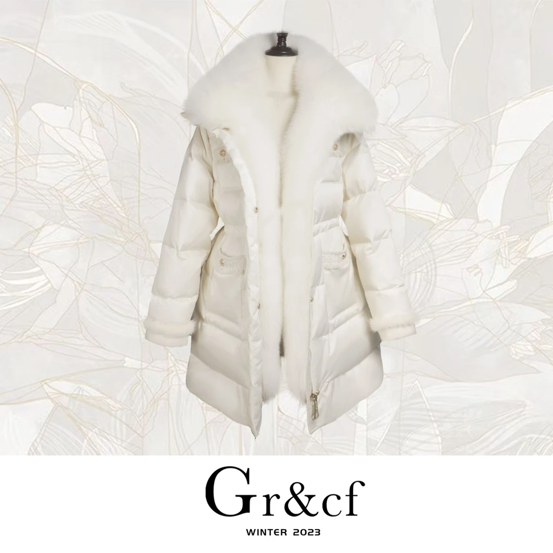 GR&CF/歌瑞丝芬1099 设计师高奢狐狸毛水貂毛鹅绒服外套