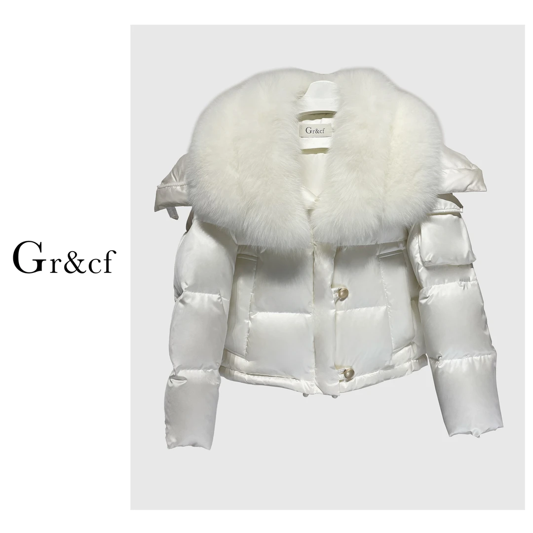 GR&CF/歌瑞丝芬663 设计师高奢品牌狐狸毛短款鹅绒服外套