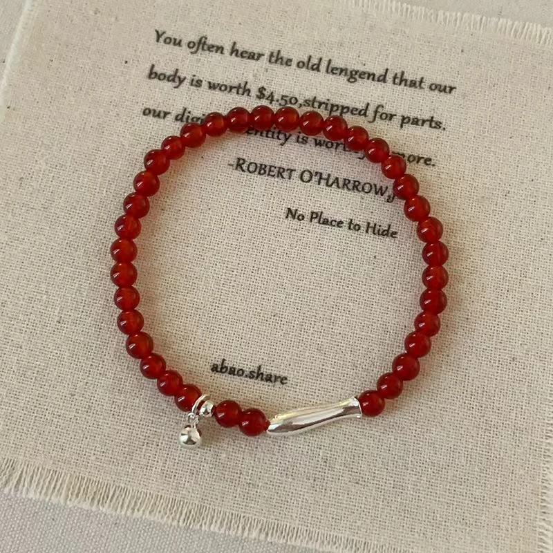 铜合金玻璃手链 年年有余|时尚气质百搭新中式红色串珠手链 3011