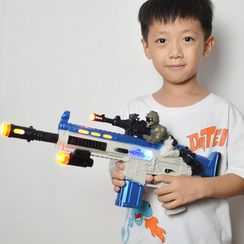 儿童电动玩具枪发光伸缩震动音效模男孩礼物3-6岁2宝宝礼物声光枪