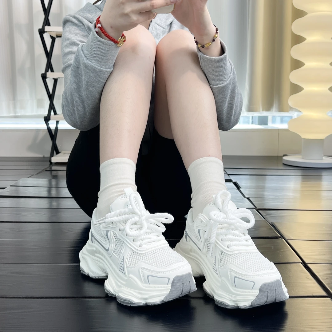 夏季透气网面老爹鞋女2024新款小众百搭时尚休闲鞋复古厚底运动鞋