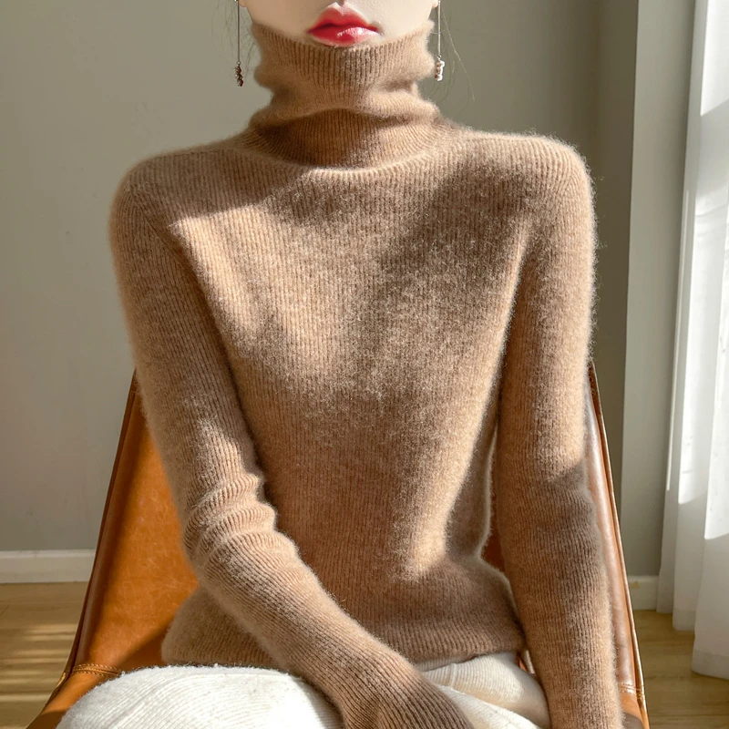 （花姿♥羊毛）秋冬新一线成衣抽条堆堆领套头衫多色百搭时尚显瘦24