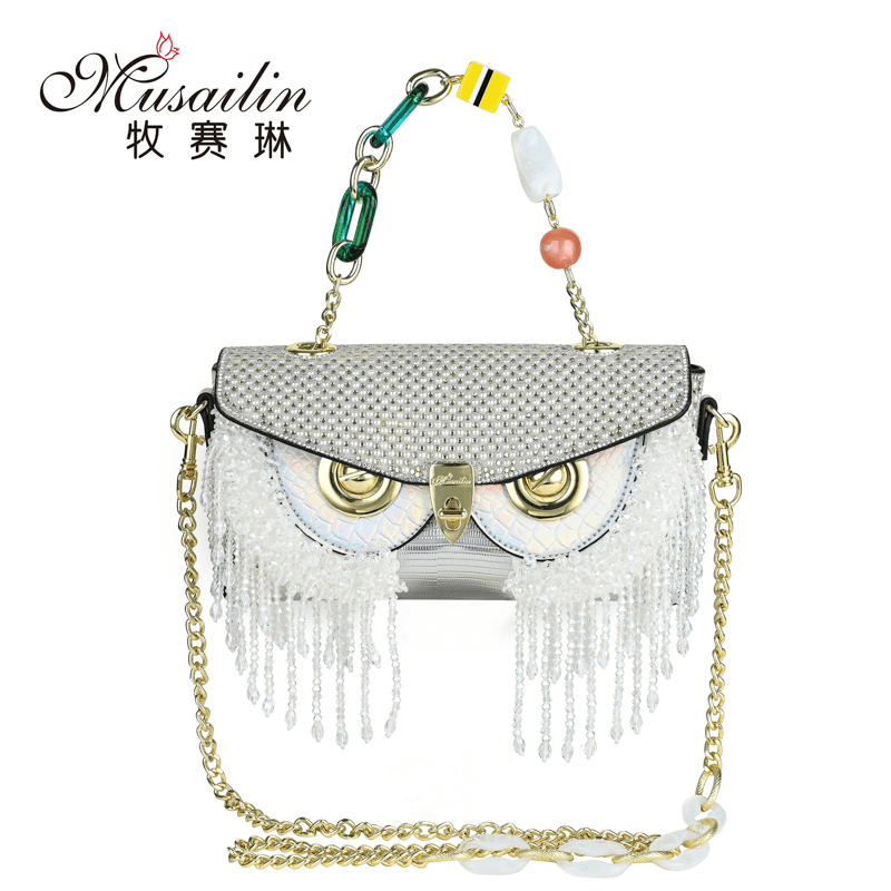 MUSAILIN/牧赛琳白色风铃新款小米粒斜跨钻钻包FC-5006/小米粒