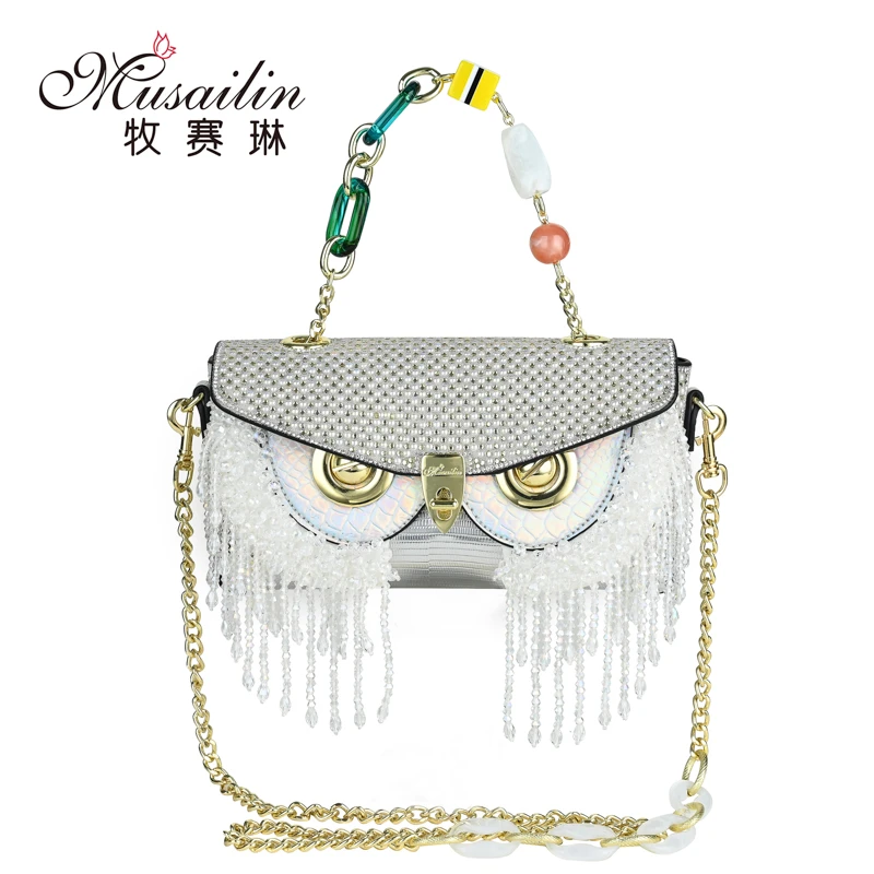 MUSAILIN/牧赛琳白色风铃新款小米粒斜跨钻钻包FC-5006/小米粒